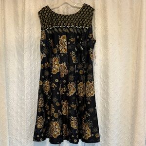 Floral Navy and Gold Women's Dress